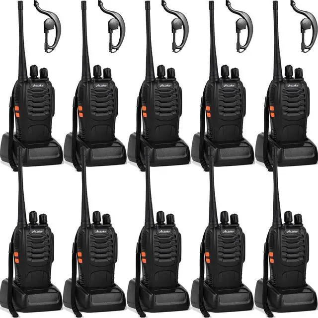 Main image of Ansoko Walkie talkies 10 Pack Long Range Rechargeable 2 Way Radio UHF 16-Channel with Earpiece Li-ion Battery and Charger (Pack of 10)