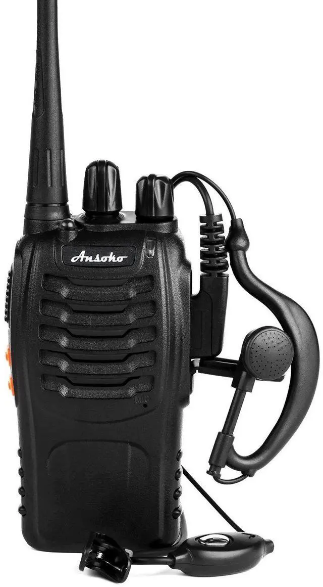 Alt view image 3 of 6 - Ansoko Walkie talkies 10 Pack Long Range Rechargeable 2 Way Radio UHF 16-Channel with Earpiece Li-ion Battery and Charger (Pack of 10)