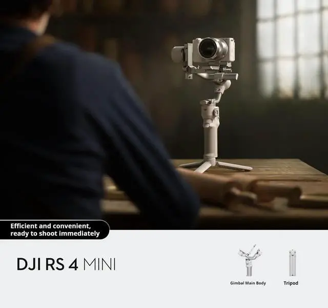 Main image of DJI RS4 Mini Gimbal Stabilizer for Canon/Sony/Panasonic/Nikon/Fujifilm Cameras, Auto Axis Lock, Intelligent Tracking, Payload 4.4Lbs/4.4 Pounds, Camera Gimbal, Standard Package