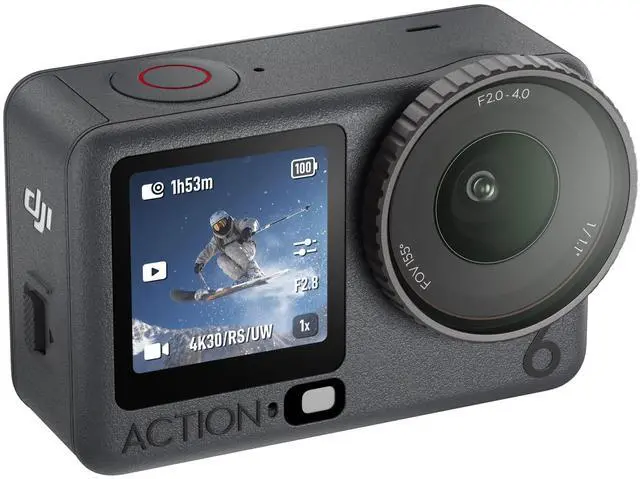 Alt view image 5 of 7 - DJI Osmo Action 6 Action Camera, featuring a 1/1.1-inch square sensor, supports variable aperture from f/2.0 to f/4.0, enables 8K action recording, and comes with a standard two-battery kit
