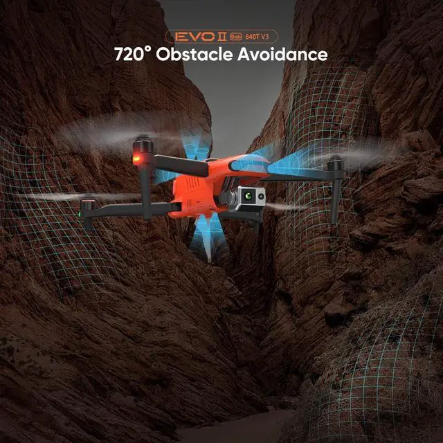 Alt view image 7 of 7 - Autel EVO II Dual 640T V3, a 640x512 thermal imaging drone equipped with a 0.8-inch CMOS sensor and a 50-megapixel RYYB 8K sensor, supporting more than 10 temperature measurement modes
