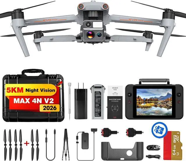 Main image of Autel EVO MAX 4N V2 Unmanned Inspection Drone, equipped with night vision, wide-angle, thermal imaging, and laser cameras, with a night vision range of 5 kilometers and 720° obstacle avoidance