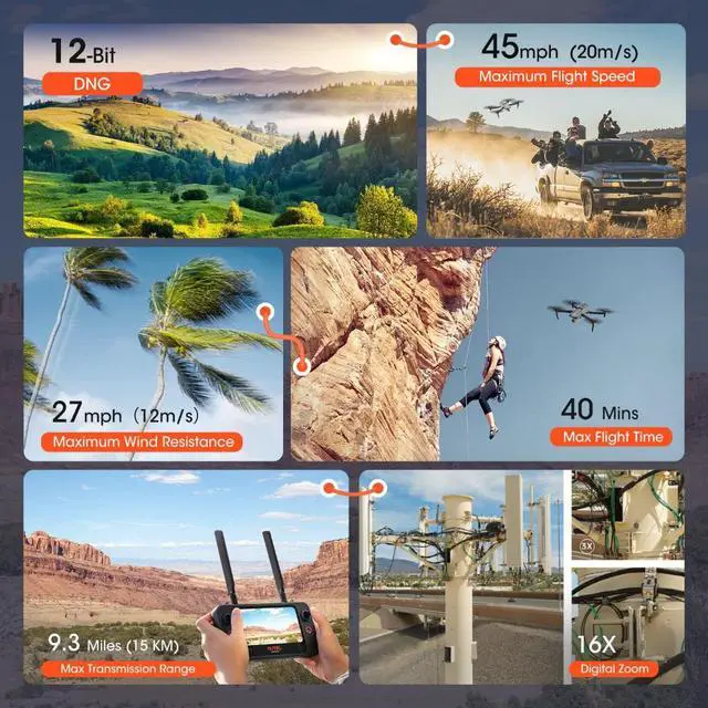 Alt view image 4 of 7 - Autel EVO II Pro V3 drone, equipped with a 1-inch CMOS sensor camera, Moonlight 2.0 algorithm, 15-kilometer transmission range, 360° visual obstacle avoidance, and an ultra-long flight time of 40 mini