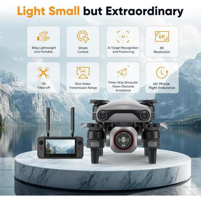 Alt view image 3 of 7 - Autel EVO Lite 6K Drone, 1-inch CMOS Image Sensor, 40-minute Flight Time, AI Object Recognition, 12-kilometer Transmission Range, Three-Directional Visual Obstacle Avoidance, Flagship Edition Bundle