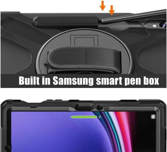 Alt view image 5 of 7 - Case for Samsung Galaxy Tab S10 FE 10.9" 2025/S9 FE 10.9 Inch 2023/S9/S8/S7 11 Inch, Heavy Duty Shockproof Rugged Case with S Pen Holder, Hand Strap, Carrying Shoulder Strap, Kickstand