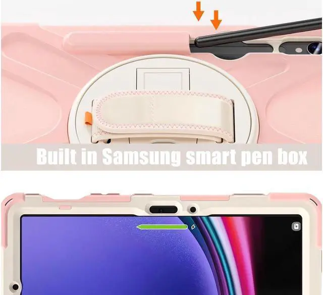 Alt view image 4 of 7 - Samsung Galaxy Tab S10 FE 10.9" 2025/S9 FE 10.9 Inch 2023/S9/S8/S7 11 Inch Case, Heavy Duty Shockproof Rugged Case with S Pen Holder, Hand Strap, Carrying Shoulder Strap, Kickstand