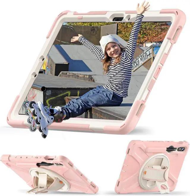 Alt view image 5 of 7 - Samsung Galaxy Tab S10 FE 10.9" 2025/S9 FE 10.9 Inch 2023/S9/S8/S7 11 Inch Case, Heavy Duty Shockproof Rugged Case with S Pen Holder, Hand Strap, Carrying Shoulder Strap, Kickstand
