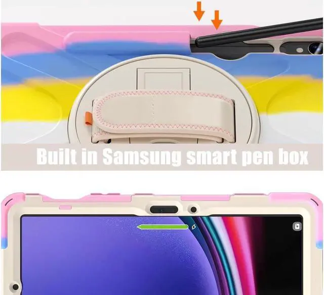 Alt view image 3 of 7 - Samsung Galaxy Tab S10 FE 10.9" 2025/S9 FE 10.9 Inch 2023/S9/S8/S7 11 Inch Case, Heavy Duty Shockproof Rugged Case with S Pen Holder, Hand Strap, Carrying Shoulder Strap, Kickstand