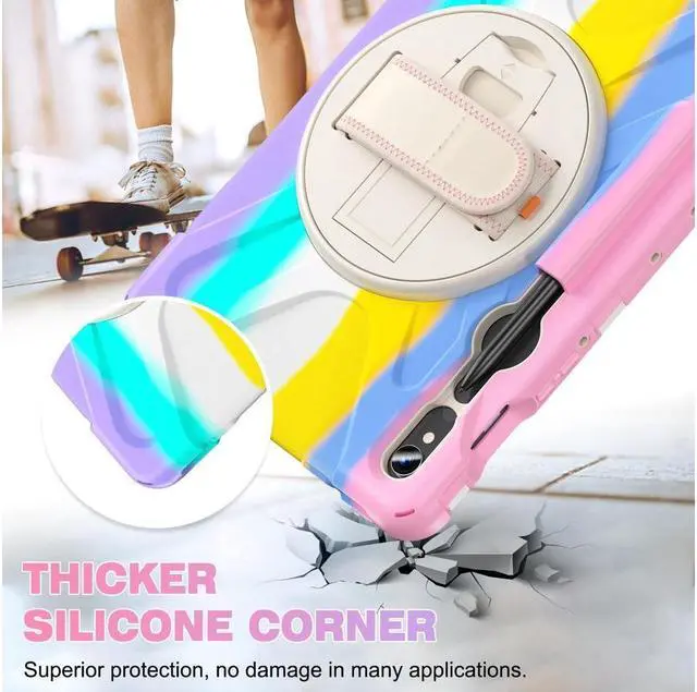 Alt view image 2 of 7 - Samsung Galaxy Tab S10 FE 10.9" 2025/S9 FE 10.9 Inch 2023/S9/S8/S7 11 Inch Case, Heavy Duty Shockproof Rugged Case with S Pen Holder, Hand Strap, Carrying Shoulder Strap, Kickstand