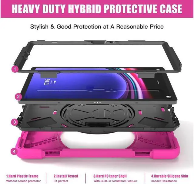 Alt view image 3 of 6 - Case for Samsung Galaxy Tab S9 11 inch 2023 / S9 FE 10.9" / S10 FE 10.9 Inch/S8 11" /S7 11 inch 2020 Case with Pen Holder Shockproof Cover with Rotatable Stand, Hand/Shoulder Strap