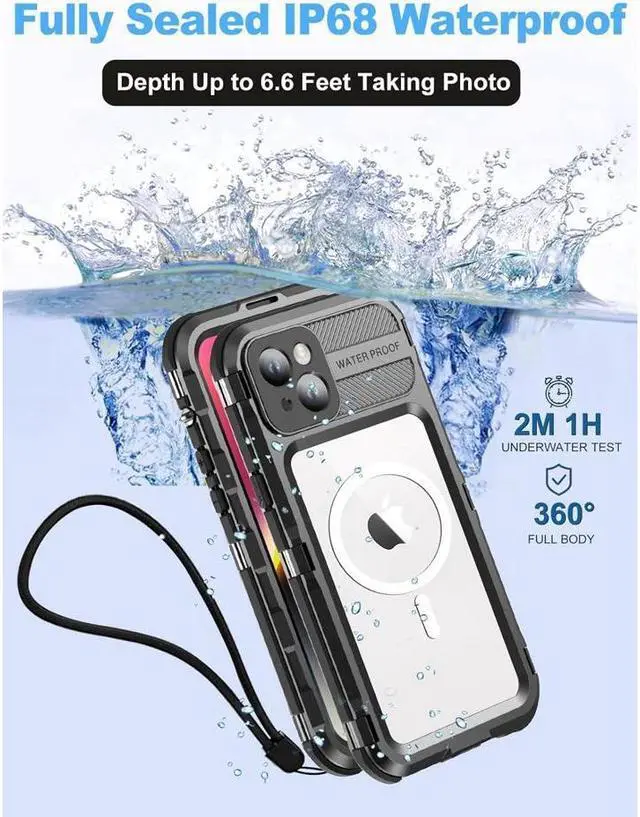 Alt view image 2 of 7 - BONAEVER Waterproof Case for iPhone 15 Plus 6.7 inch Built-in Screen Protector [IP68 Water Proof] [14FT Military Grade Shockproof] Metal Aluminum Protective Drop Protection Cover for iPhone 15 Plus