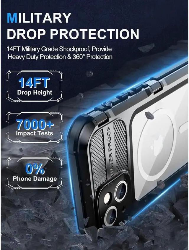 Alt view image 4 of 7 - BONAEVER Waterproof Case for iPhone 15 Plus 6.7 inch Built-in Screen Protector [IP68 Water Proof] [14FT Military Grade Shockproof] Metal Aluminum Protective Drop Protection Cover for iPhone 15 Plus