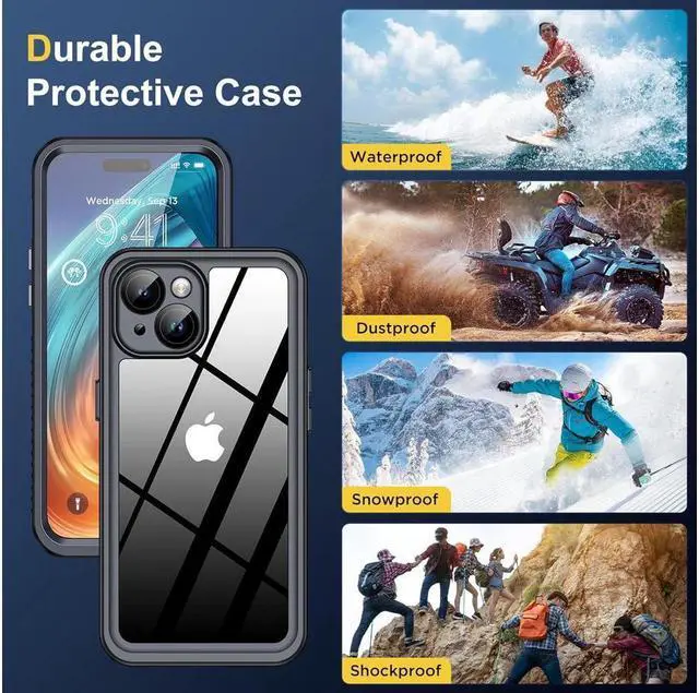 Alt view image 6 of 7 - BONAEVER for iPhone 15 Plus Case Waterproof Shockproof [IP68 Waterproof] [Built-in Screen & Lens Protector] [Du Standproof] [Real 360°] Rugged Protective Case For iPhone 15 Plus 6.7" Black