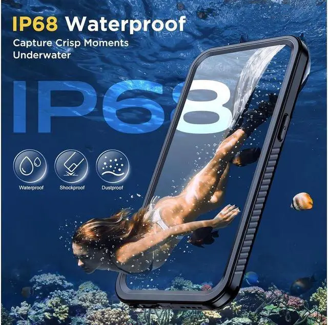 Alt view image 2 of 7 - BONAEVER for iPhone 15 Plus Case Waterproof Shockproof [IP68 Waterproof] [Built-in Screen & Lens Protector] [Du Standproof] [Real 360°] Rugged Protective Case For iPhone 15 Plus 6.7" Black
