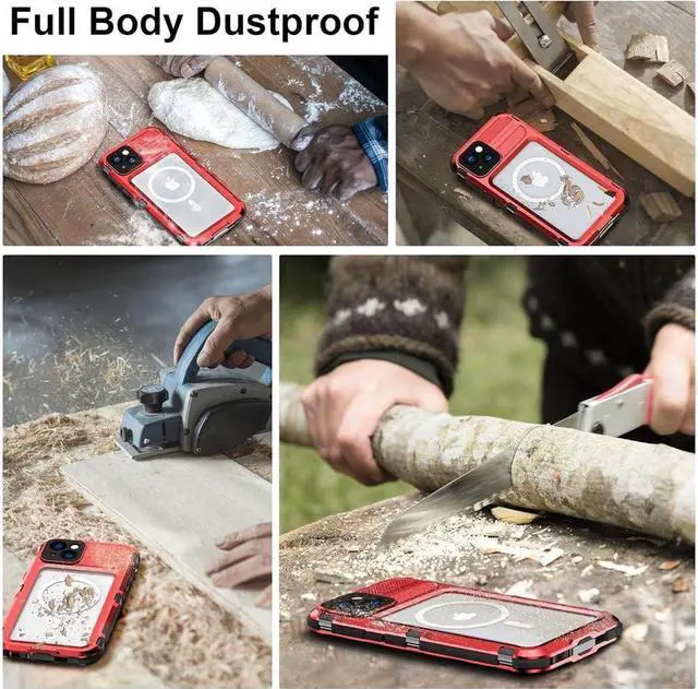 Alt view image 6 of 7 - BONAEVER Waterproof Case for iPhone 15 6.1 inch Built-in [Screen Protector] [IP68 Water Proof] [14FT Military Grade Shockproof] Metal Aluminum Protective Drop Protection Cover for iPhone 15 6.1"