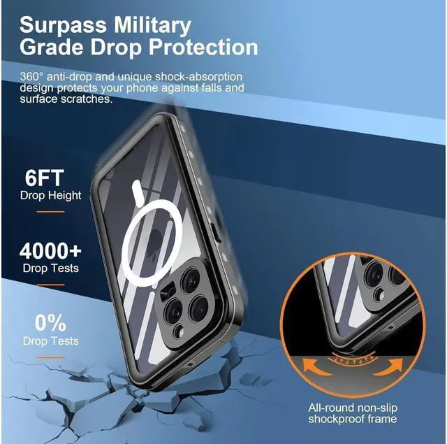 Alt view image 5 of 7 - for iPhone 15 Pro 6.1 inch Waterproof Case Magnetic, [Compatible with MagSafe][with Screen Protector][IP68 Underwater][15FT Military Dropproof][Dustproof] Phone Cover for iPhone 15 Pro 6.1" Red