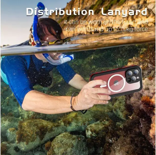 Alt view image 4 of 7 - for iPhone 15 Pro 6.1 inch Waterproof Case Magnetic, [Compatible with MagSafe][with Screen Protector][IP68 Underwater][15FT Military Dropproof][Dustproof] Phone Cover for iPhone 15 Pro 6.1" Red