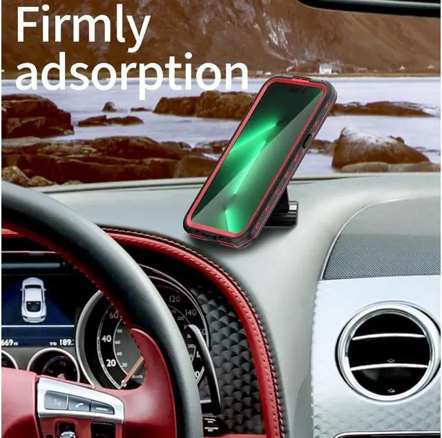 Alt view image 5 of 7 - BONAEVER for iPhone 15 Pro Max 6.7 inch Waterproof Case Magnetic [Compatible with MagSafe][with Screen Protector][IP68 Underwater][Du Standproof] Phone Cover for iPhone 15 Pro Max 6.7" Red