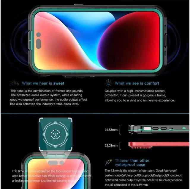 Alt view image 4 of 7 - BONAEVER for iPhone 15 Pro Max 6.7 inch Waterproof Case Magnetic [Compatible with MagSafe][with Screen Protector][IP68 Underwater][Du Standproof] Phone Cover for iPhone 15 Pro Max 6.7" Red