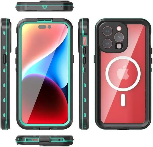 Alt view image 6 of 7 - BONAEVER for iPhone 15 Pro Max 6.7 inch Waterproof Case Magnetic [Compatible with MagSafe][with Screen Protector][IP68 Underwater][Du Standproof] Phone Cover for iPhone 15 Pro Max 6.7" Red