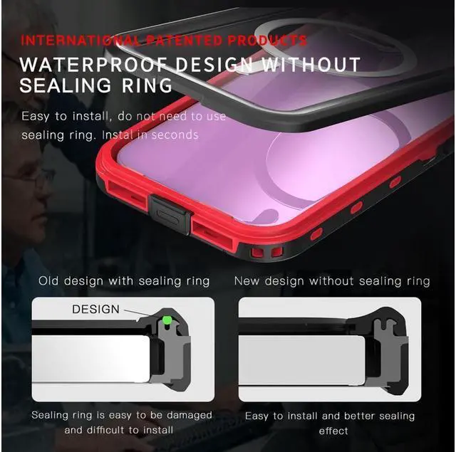 Alt view image 6 of 7 - BONAEVER for iPhone 15 6.1 inch Waterproof Case Magnetic [Compatible with MagSafe][with Screen Protector][IP68 Underwater][15FT Military Dropproof][Du Standproof] Phone Cover for iPhone 15 6.1" Blue