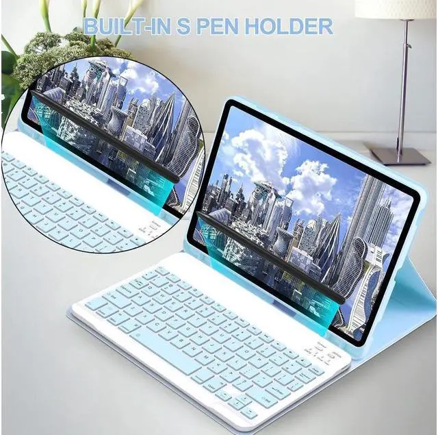 Alt view image 4 of 7 - BONAEVER Keyboard Case with Wireless Mouse Combo for Samsung Galaxy Tab A8 10.5 Inch 2022 Model SM-X200/X205/X207 Smart Folio Cover with Magnetic Wireless Keyboard Mice Purple