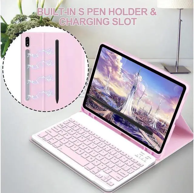 Alt view image 5 of 7 - BONAEVER Keyboard Case with Wireless Mouse Combo for Samsung Galaxy Tab S8 2022 / Tab S7 2020 11 inch Model SM-X700/X706/T870/T875/T876 Smart Folio Cover with Magnetic Wireless Keyboard Mice