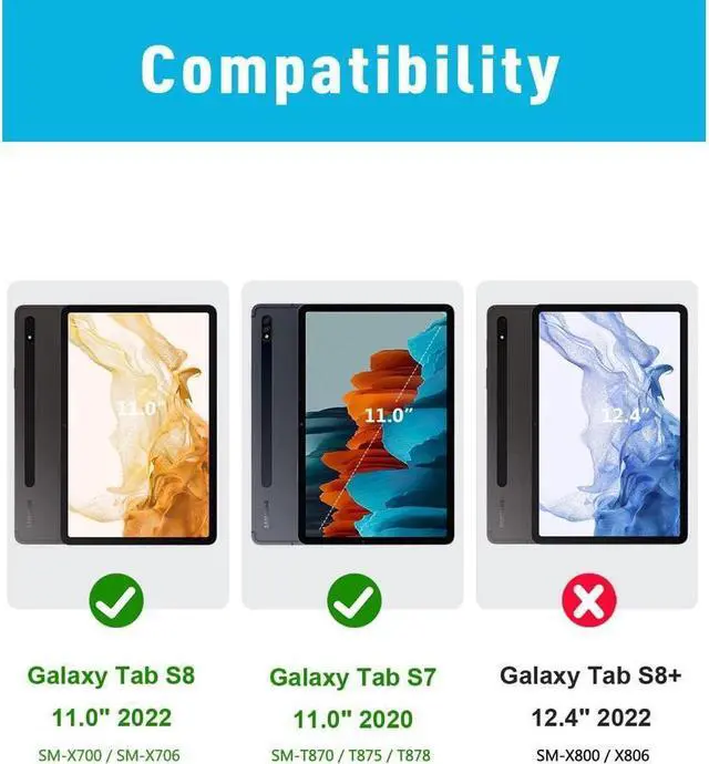 Alt view image 2 of 7 - BONAEVER Keyboard Case with Wireless Mouse Combo for Samsung Galaxy Tab S8 2022 / Tab S7 2020 11 inch Model SM-X700/X706/T870/T875/T876 Smart Folio Cover with Magnetic Wireless Keyboard Mice