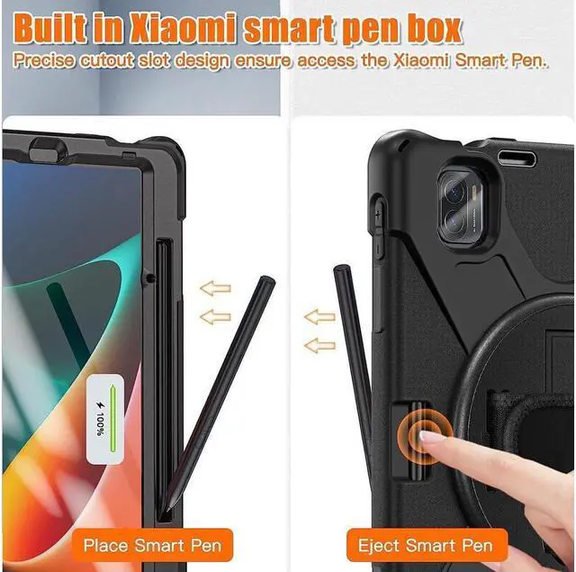 Alt view image 4 of 7 - BONAEVER Protective Case for Xiaomi Mi Pad 5 / Mi Pad 5 Pro 11 inch 2021 with Pencil Holder & Stand and Portable ShockProof Cover with Rotatable Handle Shoulder Strap Stylus Pen