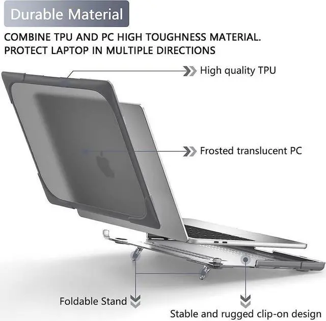 Alt view image 2 of 7 - BONAEVER For MacBook Pro 13 Case 2019 2018 2017 2016 Release A2159 A1989 A1706 A1708 Plastic Hard Shell Shockproof Cover with Fold Stand and & Keyboard Cover