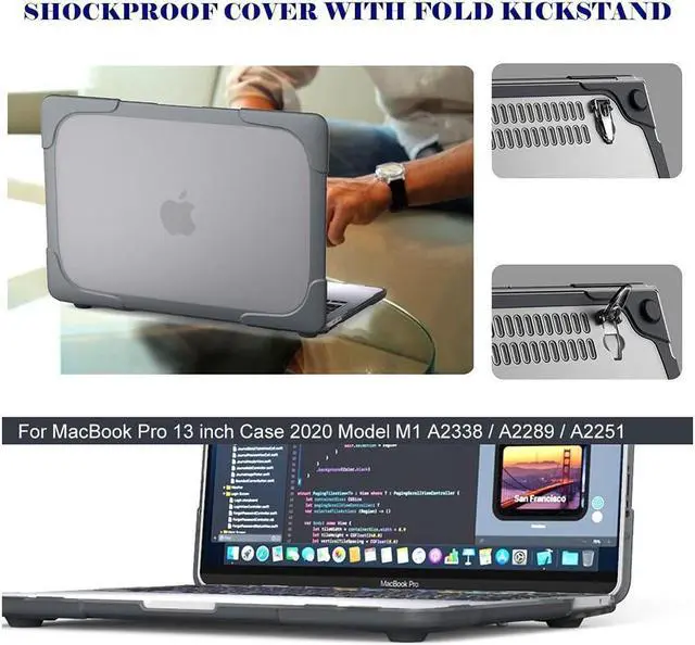 Alt view image 6 of 7 - BONAEVER For MacBook Pro 13 Case 2019 2018 2017 2016 Release A2159 A1989 A1706 A1708 Plastic Hard Shell Shockproof Cover with Fold Stand and & Keyboard Cover