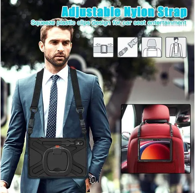Alt view image 7 of 7 - Samsung Galaxy Tab S9 2023 / S8 2022 / S7 11 inch 2020 Case with S Pen Holder SM-X710/X716B/X718U/SM-X700/SM-706/SM-T870/SM-T875/SM-T878, Shockproof Protective Cover with Hand/Shoulder Strap, Stand