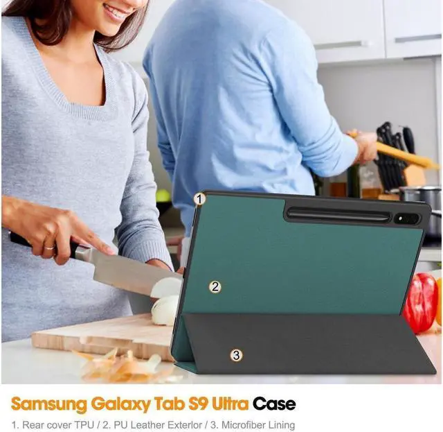Alt view image 5 of 6 - BONAEVER Protective Case for Samsung Galaxy Tab S10 Ultra 2024/ S9 Ultra 2023/ S8 Ultra 2022 14.6 Inch Folio Slim Stand Cover with with Pencil Holder Stylus Pen