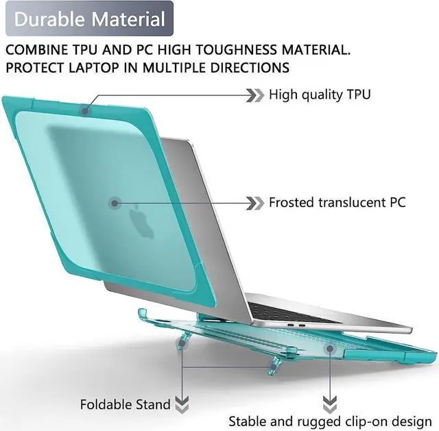 Alt view image 2 of 7 - BONAEVER For MacBook Pro 13 inch Case 2022 2020 Release Model A2338 M2 M1 A2289 A2251 Plastic Hard Shell Shockproof Cover with Fold Stand and & Keyboard Cover