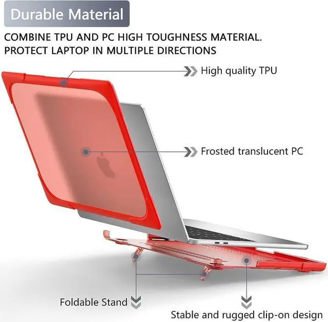 Alt view image 3 of 7 - BONAEVER For MacBook Pro 13 inch Case 2022 2020 Release Model A2338 M2 M1 A2289 A2251 Plastic Hard Shell Shockproof Cover with Fold Stand and & Keyboard Cover