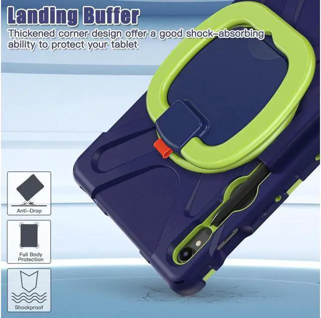 Alt view image 3 of 7 - Samsung Galaxy Tab S9  2023 / S8 2022 / S7 11 inch 2020 Case with S Pen Holder SM-X710/X716B/X718U/SM-X700/SM-706/SM-T870/SM-T875/SM-T878, Shockproof Protective Cover with Hand/Shoulder Strap, Stand