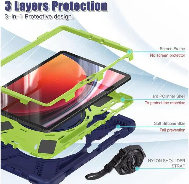 Alt view image 4 of 7 - Samsung Galaxy Tab S9  2023 / S8 2022 / S7 11 inch 2020 Case with S Pen Holder SM-X710/X716B/X718U/SM-X700/SM-706/SM-T870/SM-T875/SM-T878, Shockproof Protective Cover with Hand/Shoulder Strap, Stand