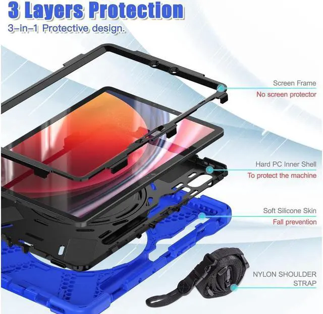 Alt view image 7 of 7 - BONAEVER Case for Samsung Galaxy Tab S10 FE 10.9" 2025/S9 FE 10.9 Inch/ S9 11 Inch 2023/S8 11 inch 2022/S7 2020 11" with S Pen Holder Shockproof Protective Cover with Hand/Shoulder Strap Stand