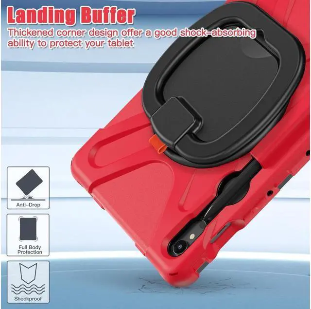 Alt view image 3 of 7 - Samsung Galaxy Tab S9 2023 / S8 2022 / S7 11 inch 2020 Case with S Pen Holder SM-X710/X716B/X718U/SM-X700/SM-706/SM-T870/SM-T875/SM-T878, Shockproof Protective Cover with Hand/Shoulder Strap, Stand