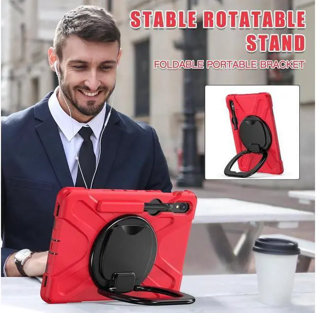 Alt view image 5 of 7 - Samsung Galaxy Tab S9 2023 / S8 2022 / S7 11 inch 2020 Case with S Pen Holder SM-X710/X716B/X718U/SM-X700/SM-706/SM-T870/SM-T875/SM-T878, Shockproof Protective Cover with Hand/Shoulder Strap, Stand