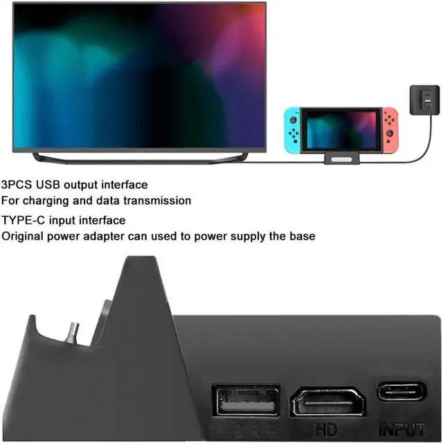 Alt view image 6 of 7 - BONAEVER Switch TV Dock with HDMI Cable Portable Charger Station for Nintendo Switch with USB 3.0 Port with 4 GameCard Standores