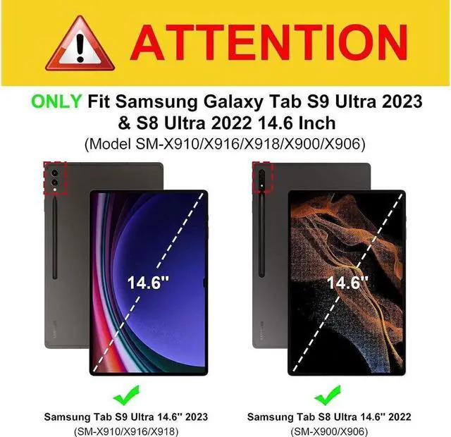 Alt view image 2 of 7 - BONAEVER For Samsung Galaxy Tab S10 Ultra 2024/ S9 Ultra 2023/ S8 Ultra 2022 14.6 Inch Case Shockproof Cover Rugged Case with Stand and & Strap Pen Holder Black