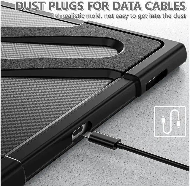 Alt view image 3 of 6 - BONAEVER For Samsung Galaxy Tab S8 Ultra 14.6 inch Case SM-X900 SM-X906 Shockproof Cover Rugged Case with Stand and & Shoulder Strap Pen Holder Black
