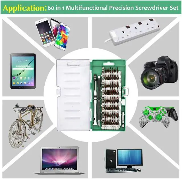 Alt view image 2 of 7 - BONAEVER Precision Screwdriver Set 60 in 1 Magnetic Driver Kit with 56 Mini Multi Bit Sets Professional Repair Tool Kit for Iphone Ipad Macbook PC Laptop PS4 Xbox Watches Smartphones