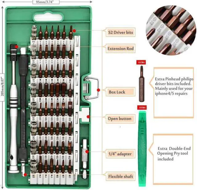 Alt view image 5 of 7 - BONAEVER Precision Screwdriver Set 60 in 1 Magnetic Driver Kit with 56 Mini Multi Bit Sets Professional Repair Tool Kit for Iphone Ipad Macbook PC Laptop PS4 Xbox Watches Smartphones