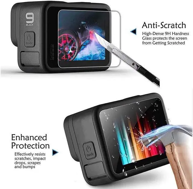 Alt view image 6 of 7 - BONAEVER [9pcs] Hero 11 10 9 Screen Protector for GoPro Hero 12 11 10 9 Black Ultra Clear Tempered Glass Screen Protector + Tempered Glass Lens Protector + Tempered Glass Front LCD Display Film