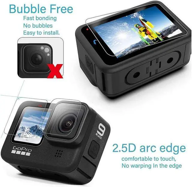 Alt view image 5 of 7 - BONAEVER [9pcs] Hero 11 10 9 Screen Protector for GoPro Hero 12 11 10 9 Black Ultra Clear Tempered Glass Screen Protector + Tempered Glass Lens Protector + Tempered Glass Front LCD Display Film