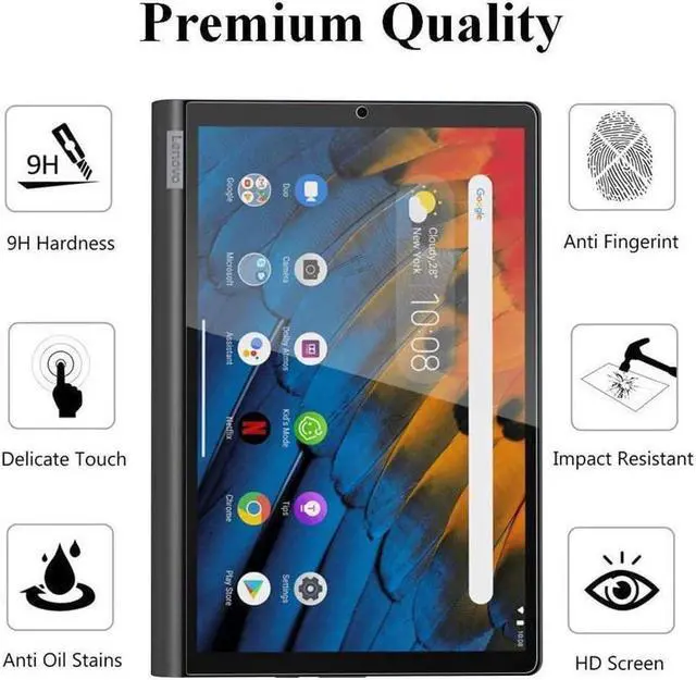 Alt view image 7 of 7 - BONAEVER [2-Pack] Screen Protector for Lenovo Yoga Smart Tab YT-X705 / Lenovo Yoga Tab 5 10.1 Inch 2019 YT-X705F Tempered Glass Screen Protector Film S Pen Compatible Anti-Fingerprint Anti-Scratch