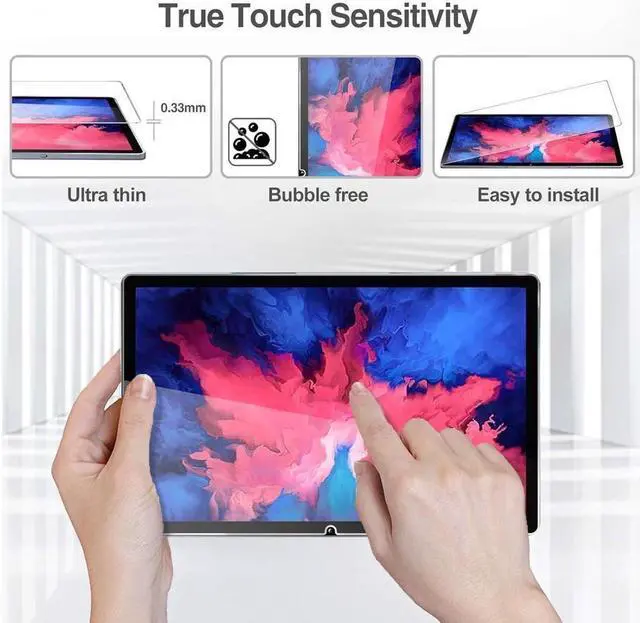 Alt view image 4 of 7 - [2-Pack] Screen Protector for Lenovo Tab P11 Plus 2021 (TB-J616F / TB-J616X) & Tab P11 11 inch 2020 (TB-J606F TB-J606X) Tempered Glass Screen Protector Film, S Pen Compatible, Anti-Fingerprint