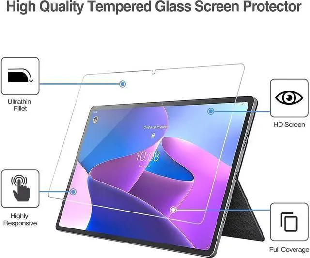 Alt view image 3 of 7 - [2-Pack] Screen Protector for Lenovo Tab P12 Pro 12.6 Inch 2021 TB-Q706F / TB-Q706Z Tempered Glass Screen Protector Film, S Pen Compatible, Anti-Fingerprint, Anti-Scratch
